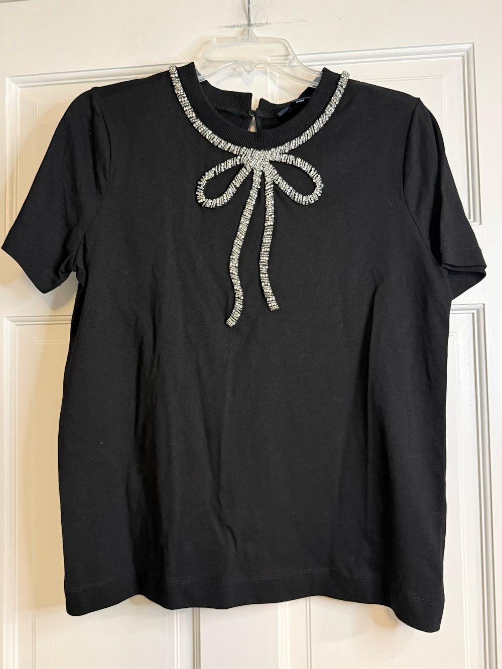 Maeve by Anthropologie English Factory Rhinestone Bow Tee